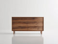 Cómodas de madera 160x45x75 cm - marrón nogal - 6 cajones para dormitorio