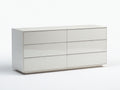 Cómodas de madera 160 x 45 x 80 cm - Blanco brillante - 6 cajones con frentes lisos y diseño moderno para dormitorio