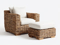 Sillones de ratán 110x85x78 cm - natural-blanco - con reposapiés para salón