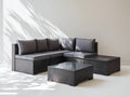 Sofás de exterior de ratán sintético 260x200x70 cm - gris oscuro-gris - conjunto modular con mesa