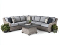 Sofás de exterior de ratán trenzado con mesa 280x280x75 cm - gris claro-gris oscuro - para jardín y terraza - conjunto rinconero moderno