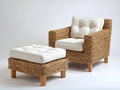 Sillones de ratán con reposapiés 84x80x90 cm - ratán natural y beige - estilo clásico para salón