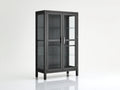 Vitrina de madera de ingeniería y vidrio 90x35x160 cm - negro - para salón comedor y cocina - diseño moderno
