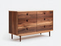 Cómodas de madera con 6 cajones 140x45x82 cm - marrón nogal - estilo moderno para dormitorio