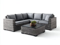 Sofás de exterior de ratán 280 x 280 x 75 cm - Gris y gris oscuro - Diseño esquinero con mesa