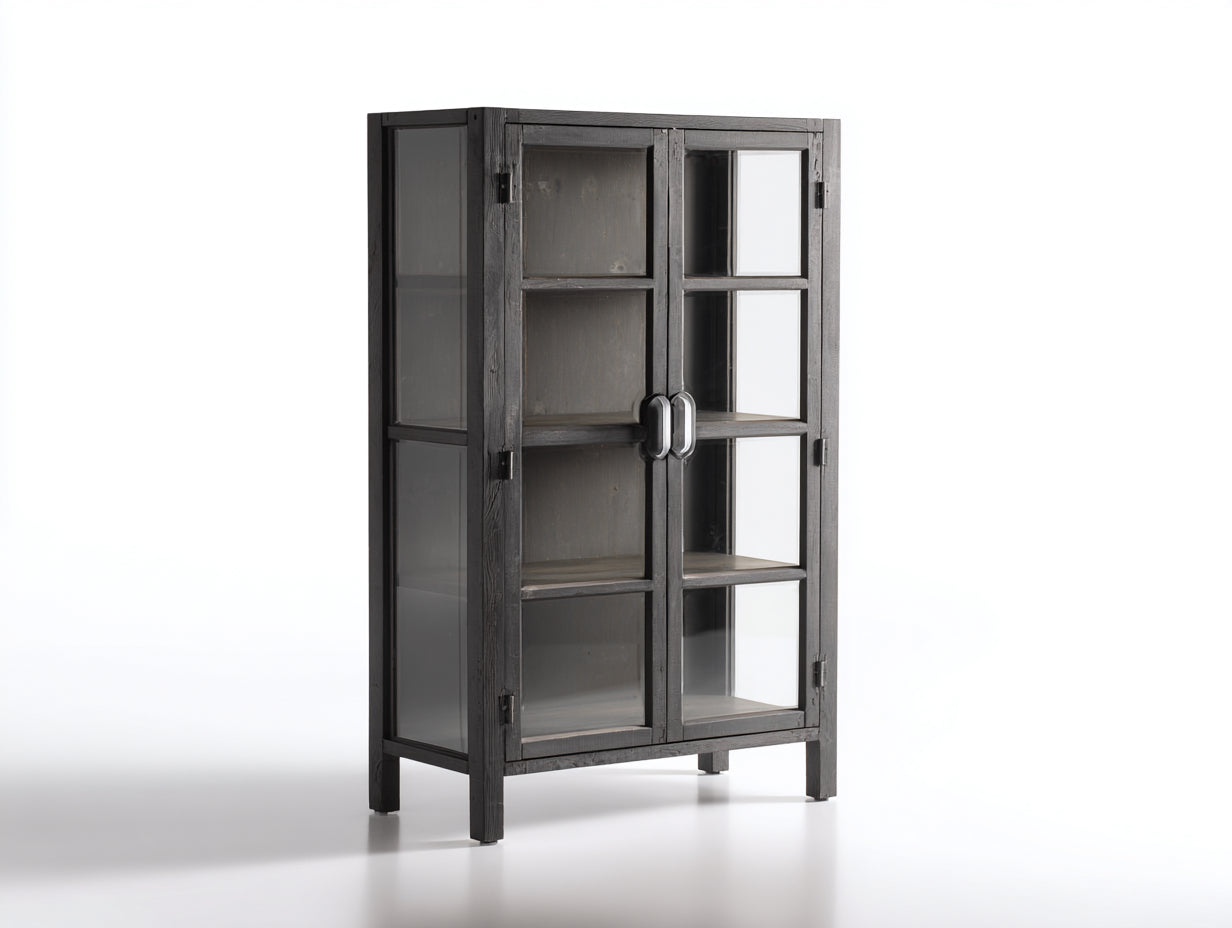Vitrina de madera y vidrio 85x35x105 cm - gris antracita - 2 puertas para salón