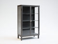 Vitrina de metal y vidrio 80x35x150 cm - gris oscuro - diseño moderno para salón