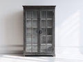 Vitrina de madera y vidrio 95 x 42 x 185 cm - Gris envejecido - 2 puertas y estilo clásico