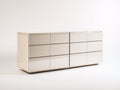 Cómodas de madera manufacturada 160 x 45 x 80 cm - Blanco crema - 12 cajones y acabado brillante