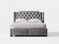Camas dobles tapizadas con cajones 205x160x125 cm - gris - estilo clásico para dormitorio