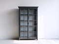 Vitrina de madera manufacturada y vidrio 100x38x180 cm - gris antracita - estilo clásico para salón