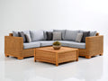 Sofás de exterior - Sofá esquinero modular de ratán sintético 255 x 255 x 82 cm - Marrón miel y gris claro - Diseño moderno para terraza y jardín