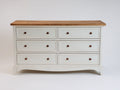 Cómodas de madera 150x45x82 cm - blanco y marrón roble - 6 cajones para dormitorio