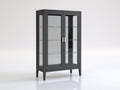 Vitrina de madera y vidrio 95 x 40 x 165 cm - Negra - 2 puertas acristaladas y 3 baldas para salón y comedor