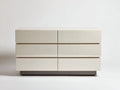 Cómodas de madera lacada 140x45x78 cm - beige y gris - 6 cajones para dormitorio