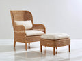 Sillones de ratán 82 x 86 x 112 cm - Natural y crema - Respaldo alto con reposapiés y cojines para salón y terraza cubierta