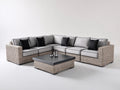 Sofás de exterior de ratán sintético 330x330x76 cm - gris-beige - conjunto con mesa