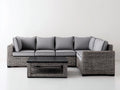 Sofás de exterior de ratán con mesa 290x210x78 cm - ratán gris y gris claro - diseño moderno para jardín