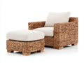 Sillones de ratán con reposapiés 105x85x78 cm - natural-crema - para salón y terraza cubierta - diseño relajado de fibras trenzadas